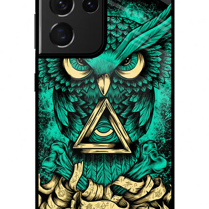 Green Owl Samsung S21 Ultra Glass Case