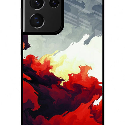 Fire Cloud Samsung S21 Ultra Glass Case Back Cover by Casekaro