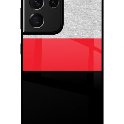 Tri Color Pattern Samsung S21 Ultra Glass Case Back Cover by Casekaro