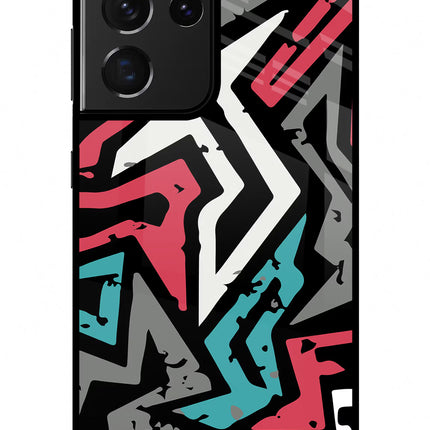 Geometric Graffiti Samsung S21 Ultra Glass Case Back Cover by Casekaro