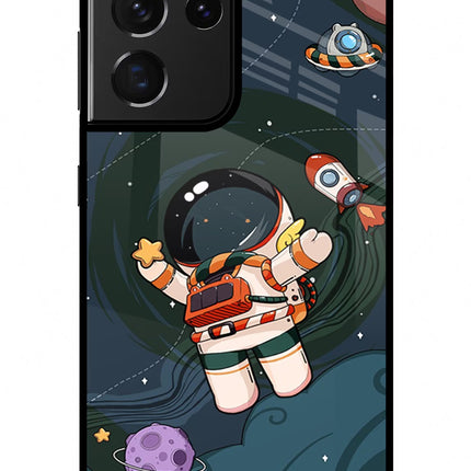 Cartoon Astronaut Samsung S21 Ultra Glass Case