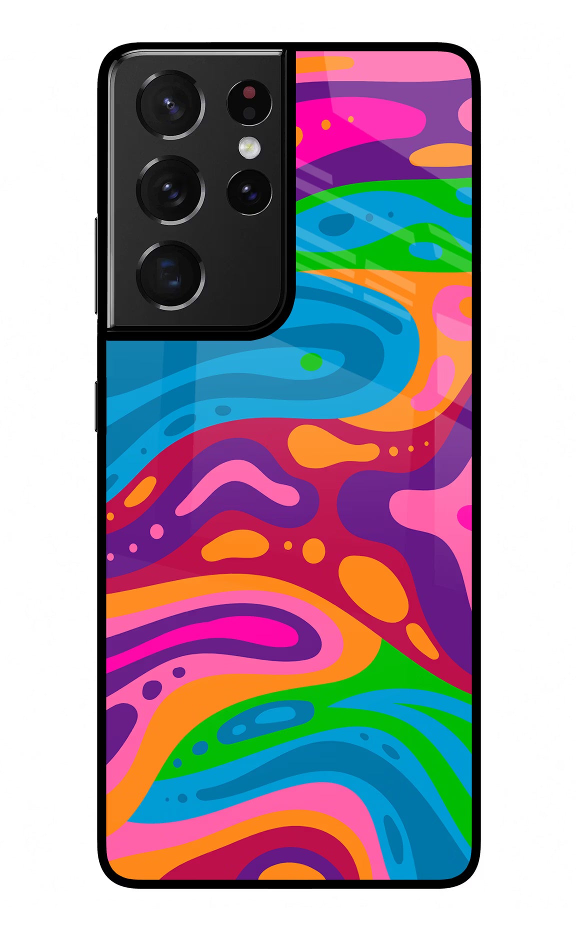 Trippy Pattern Samsung S21 Ultra Glass Case Back Cover by Casekaro