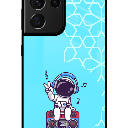 Cute Astronaut Chilling Samsung S21 Ultra Glass Case