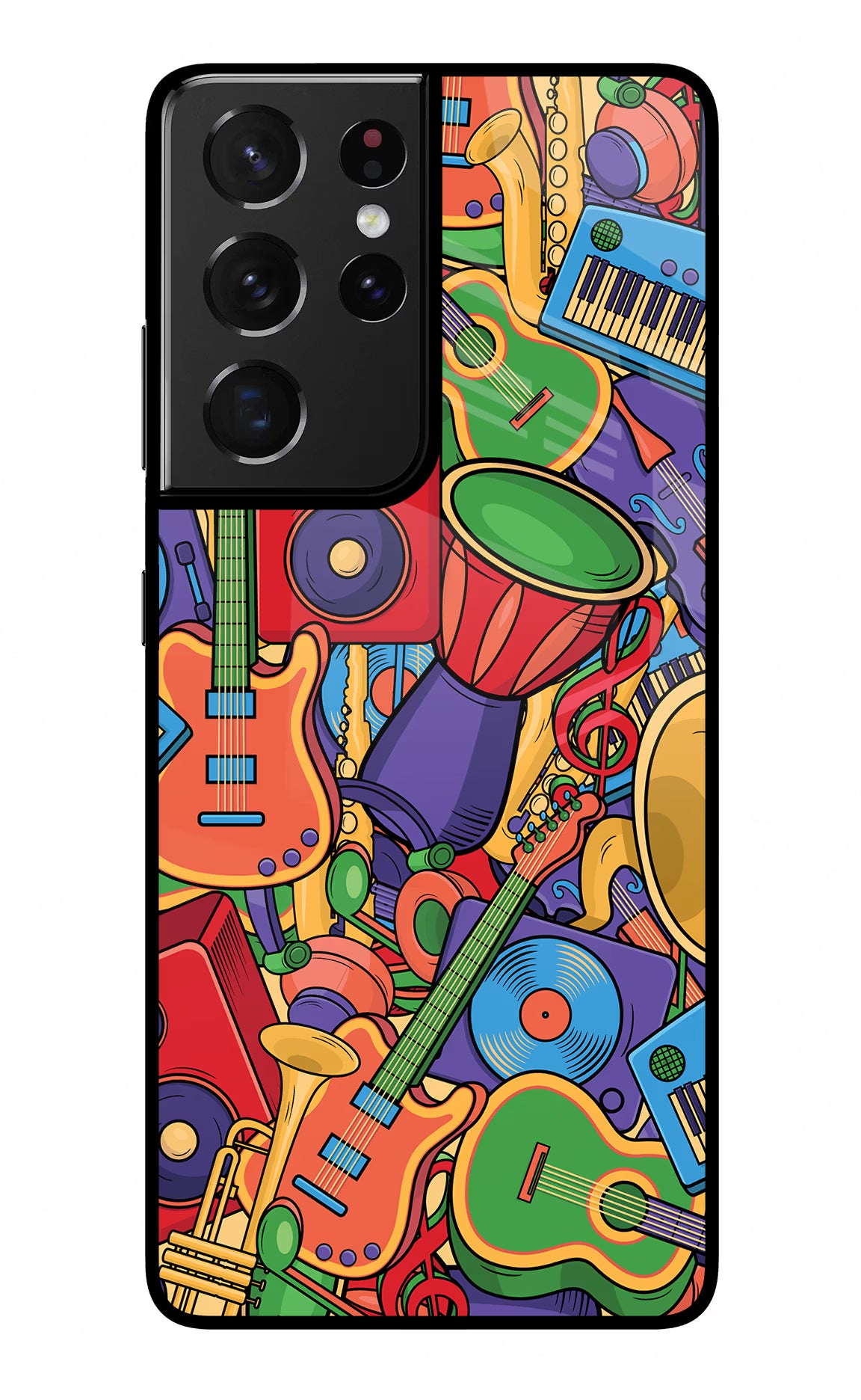 Music Instrument Doodle Samsung S21 Ultra Glass Case Back Cover by Casekaro