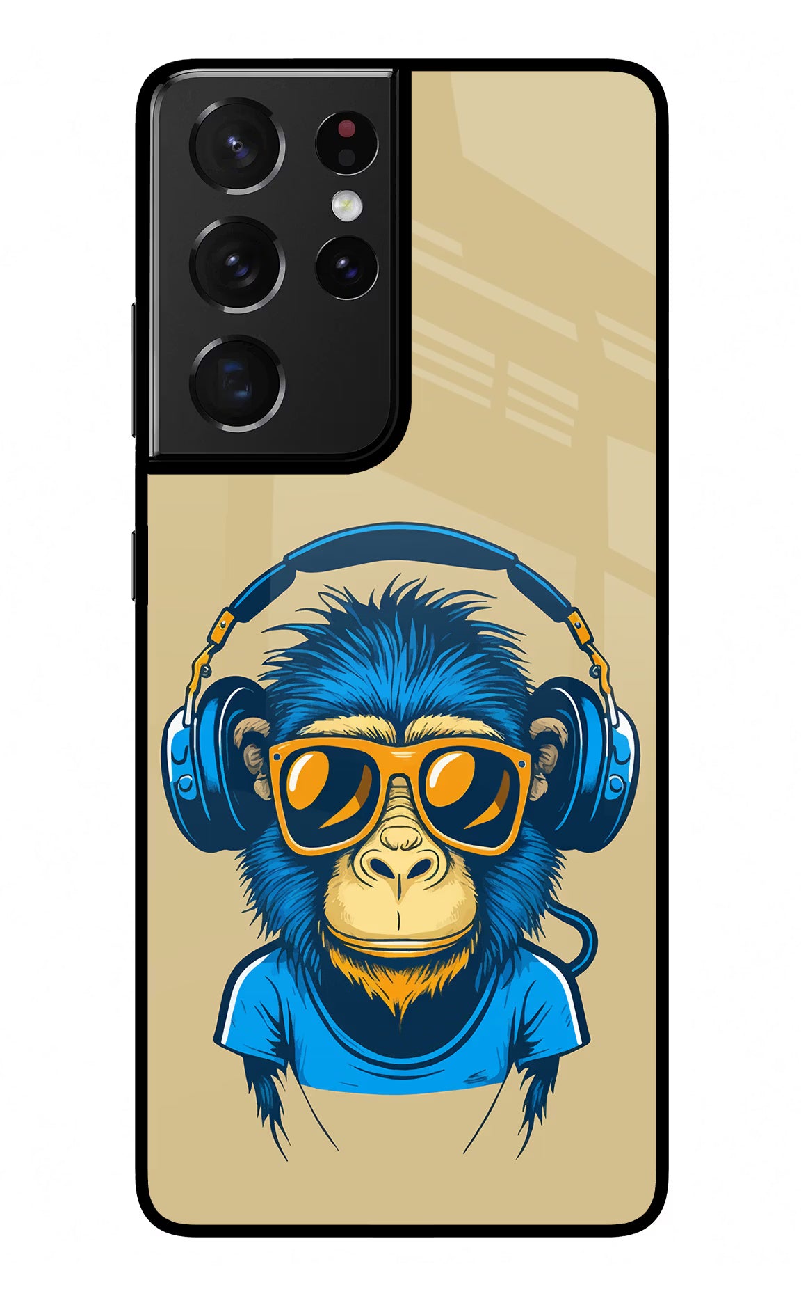 Monkey Headphone Samsung S21 Ultra Glass Case Back Cover by Casekaro