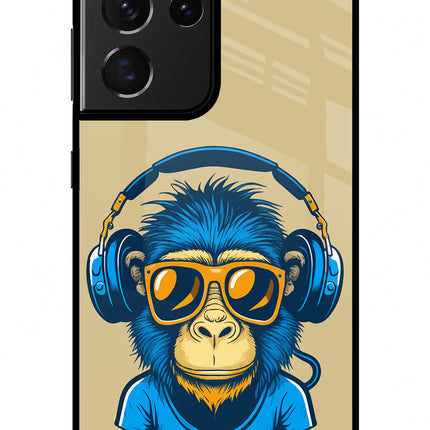 Monkey Headphone Samsung S21 Ultra Glass Case