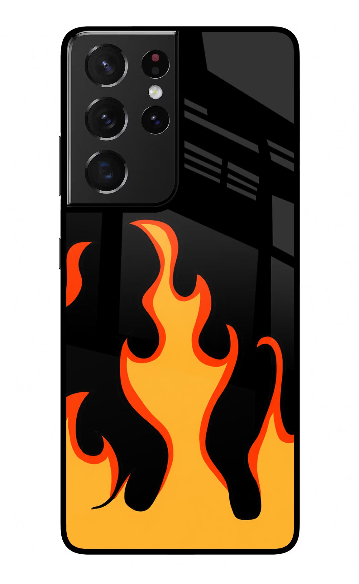 Fired Up – Black Samsung S21 Ultra Glass Case Back Cover by Casekaro