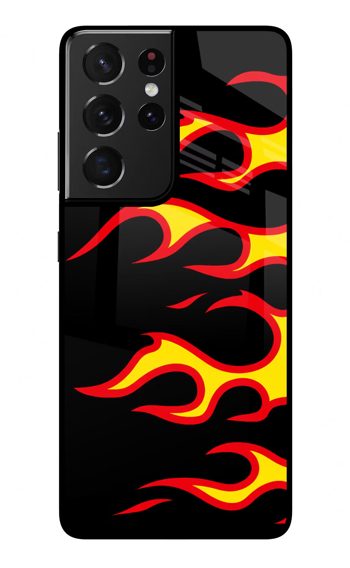 Side Sweep Flames Samsung S21 Ultra Glass Case Back Cover by Casekaro