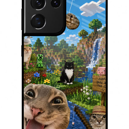 Minecraft Cat Chaos Samsung S21 Ultra Glass Case