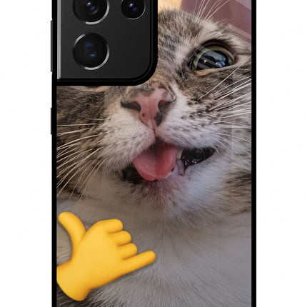 Silly Cat Call Samsung S21 Ultra Glass Case