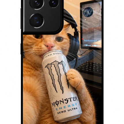 Gamer Cat Energy Samsung S21 Ultra Glass Case