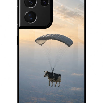 Skydiving Cow Samsung S21 Ultra Glass Case
