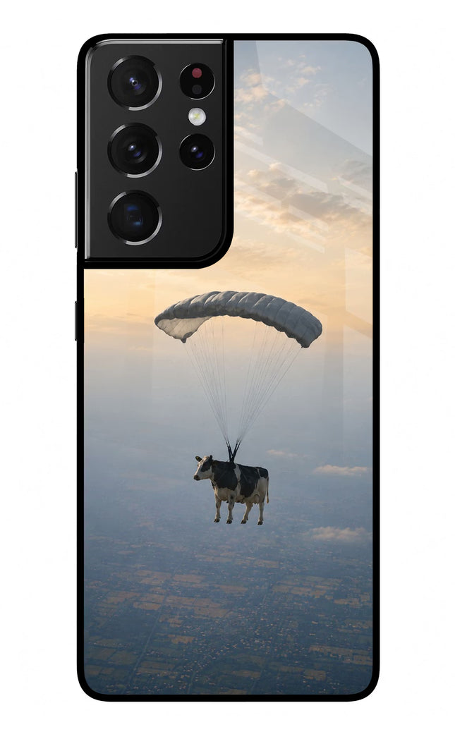 Skydiving Cow Samsung S21 Ultra Glass Case