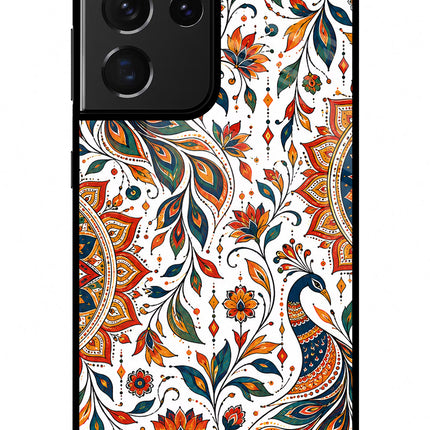 White Mayura Samsung S21 Ultra Glass Case