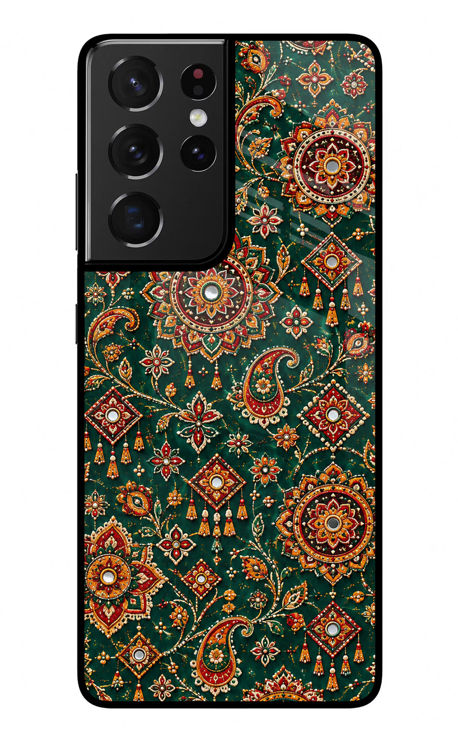Green Pataka Samsung S21 Ultra Back Cover, Glass case