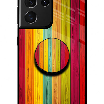 Multicolor Wooden Samsung S21 Ultra Glass Case