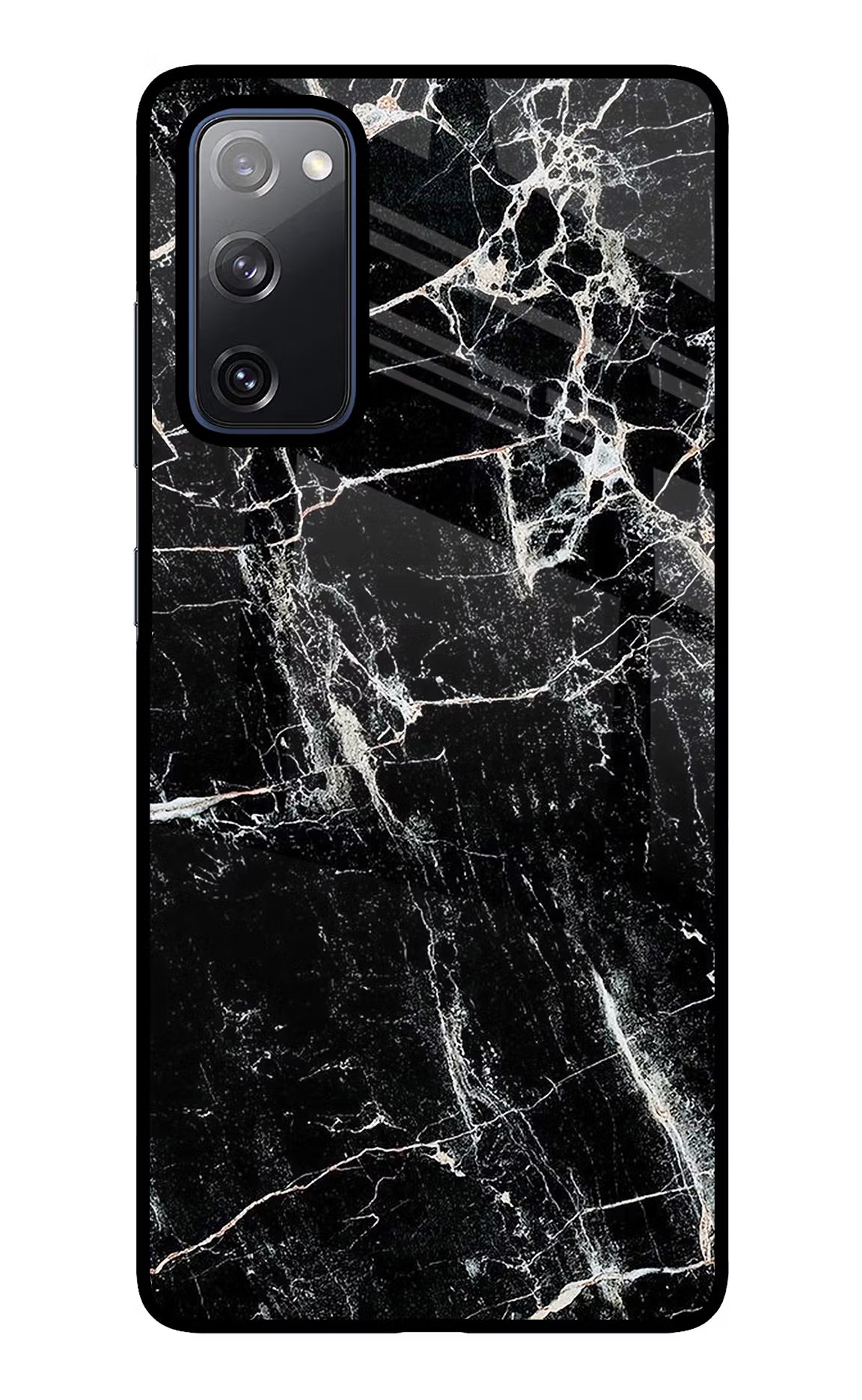 Black Marble Texture Samsung S20 FE Glass Case Back Cover by Casekaro