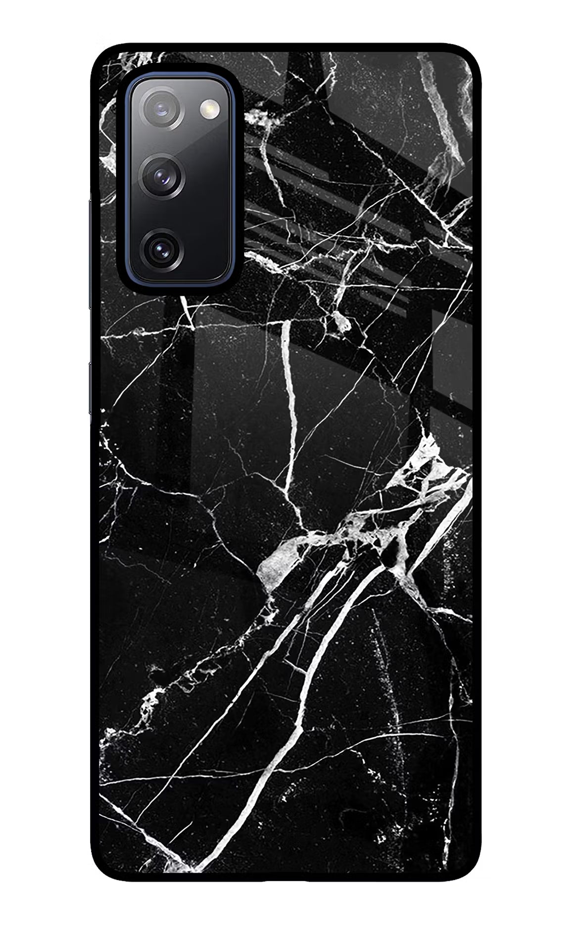 Black Marble Pattern Samsung S20 FE Glass Case Back Cover by Casekaro
