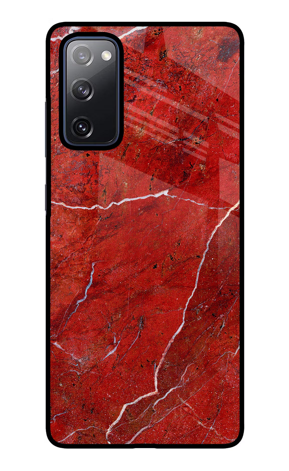Red Marble Design Samsung S20 FE Glass Case Back Cover by Casekaro