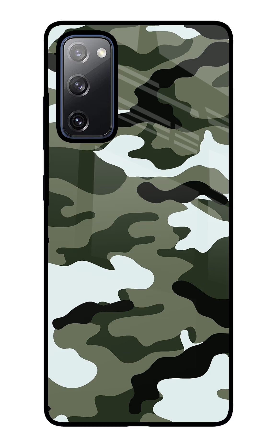 Camouflage Samsung S20 FE Glass Case Back Cover by Casekaro