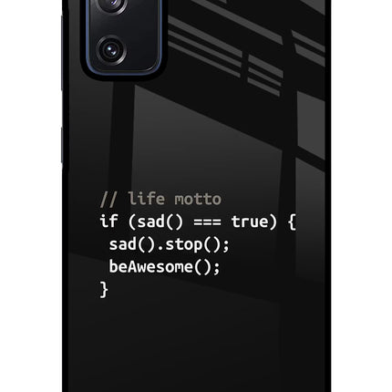 Life Motto Code Samsung S20 FE Glass Case Back Cover by Casekaro