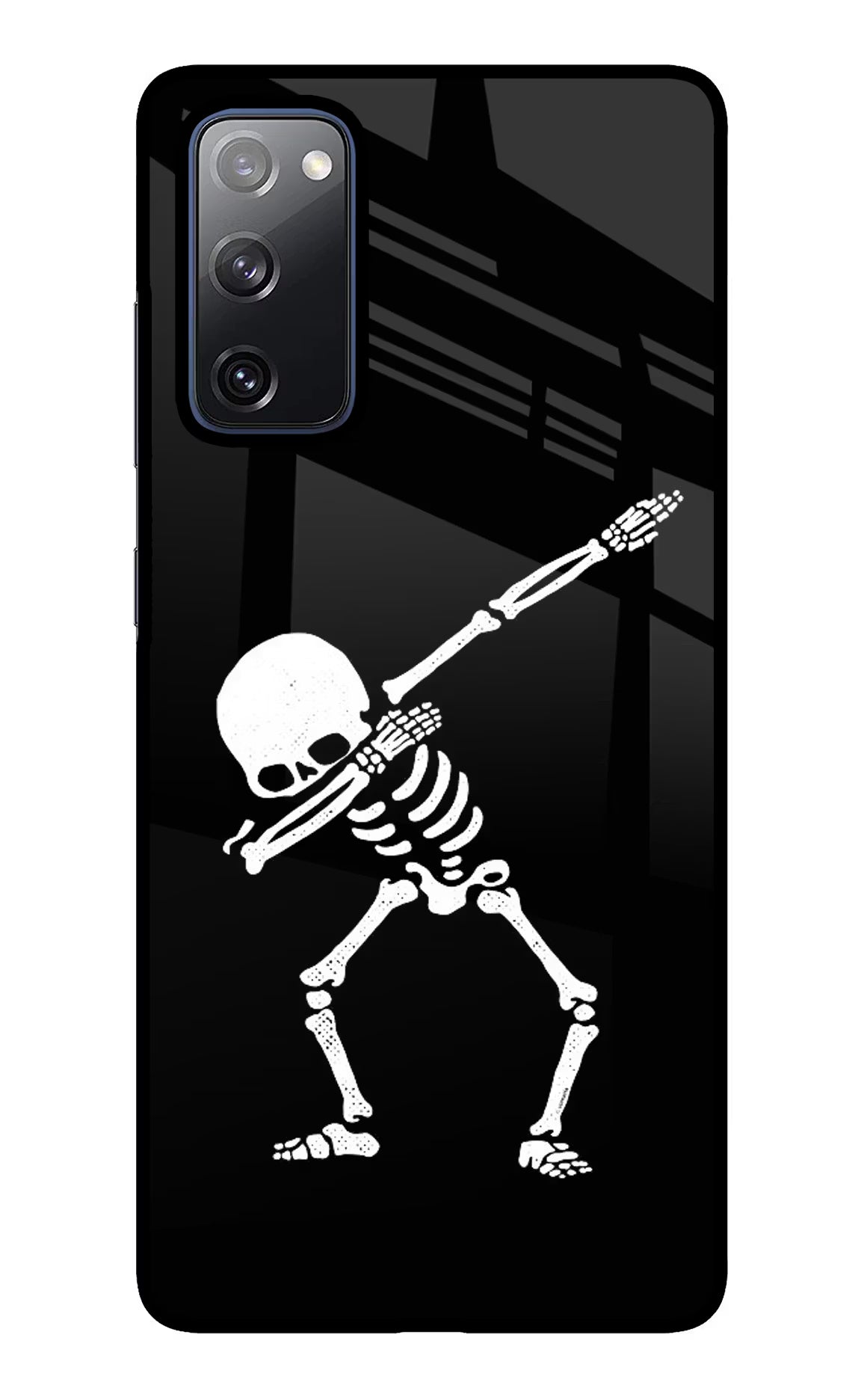 Dabbing Skeleton Art Samsung S20 FE Glass Case Back Cover by Casekaro