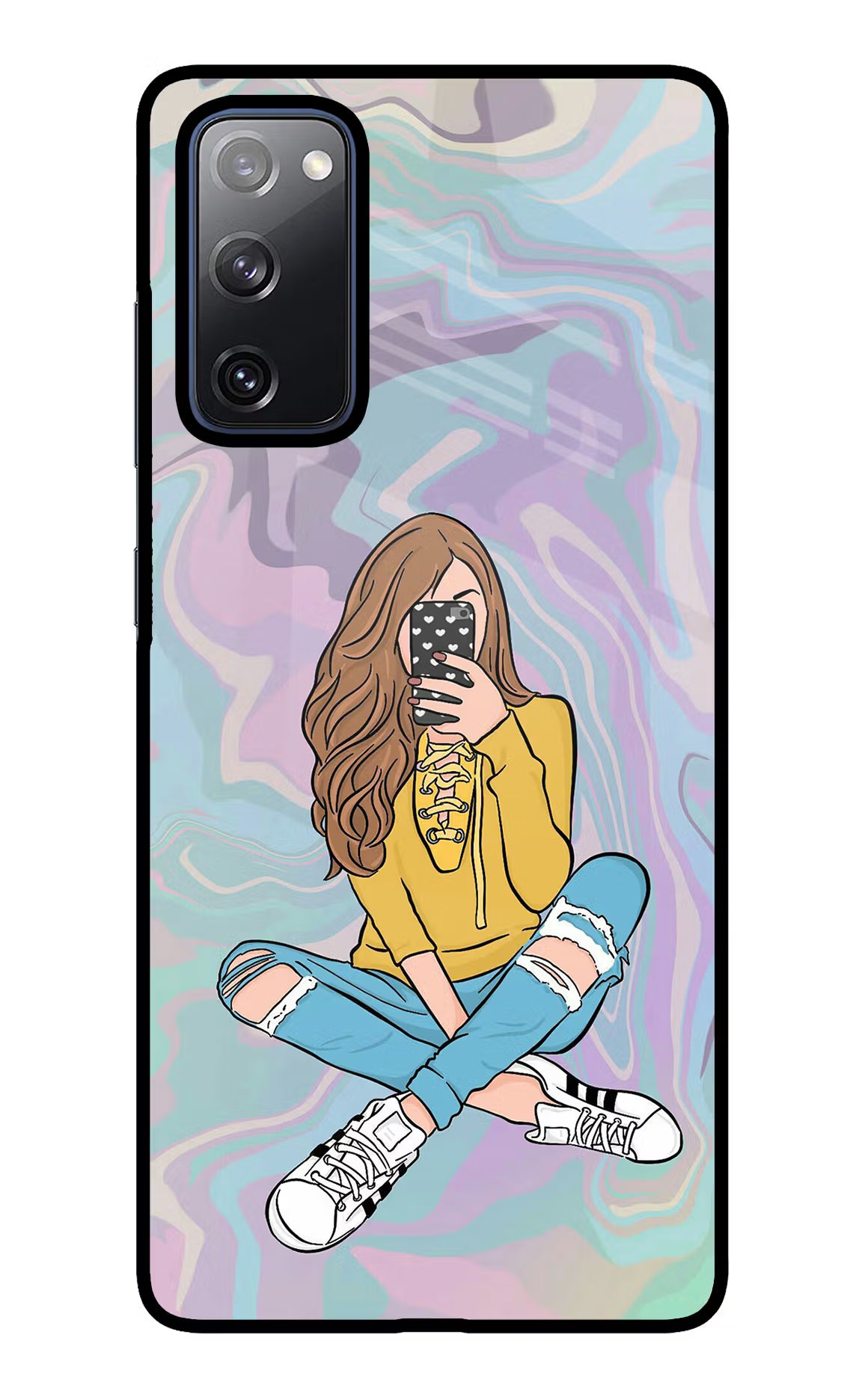 Selfie Girl Samsung S20 FE Glass Case Back Cover by Casekaro