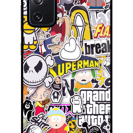 Sticker Bomb Samsung S20 FE Glass Case Back Cover by Casekaro