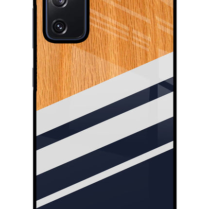 Blue and white wooden Samsung S20 FE Glass Case Back Cover by Casekaro