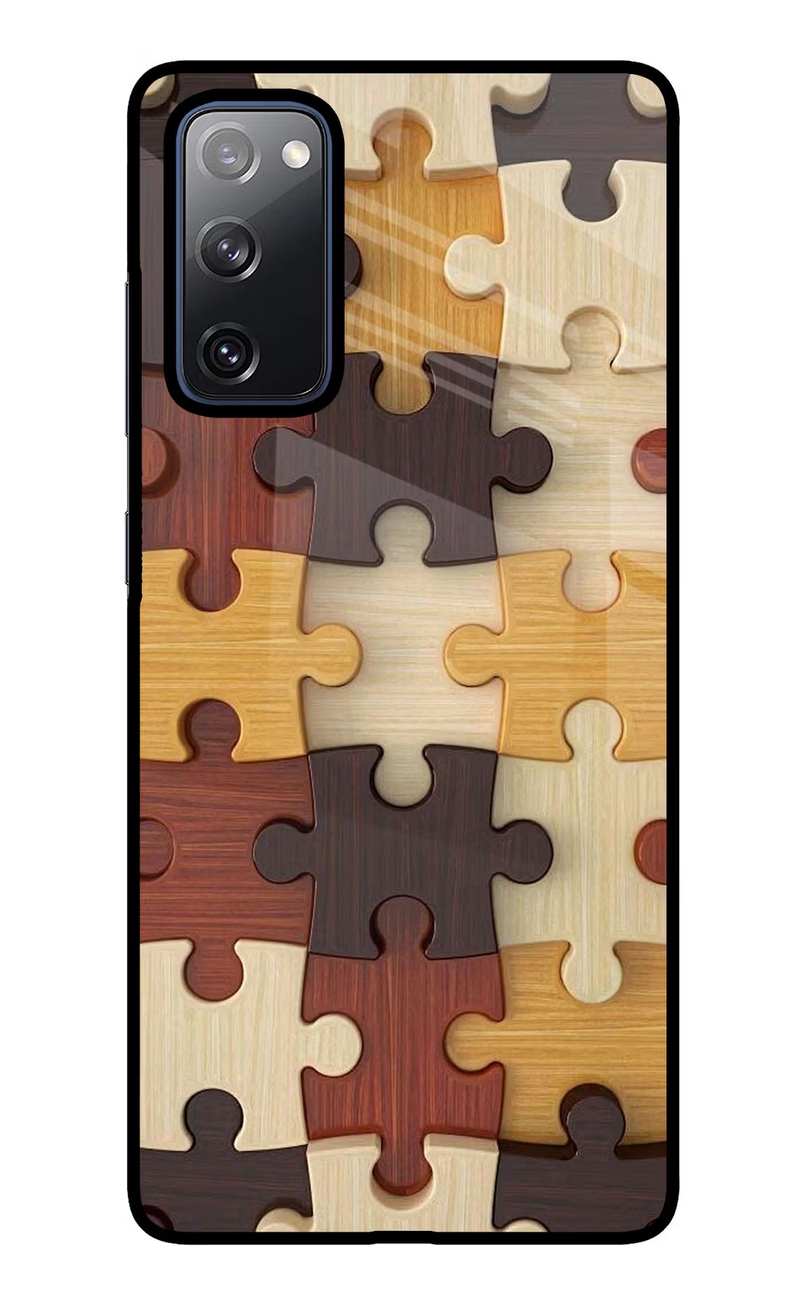 Wooden Puzzle Samsung S20 FE Glass Case Back Cover by Casekaro