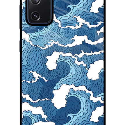Blue Waves Samsung S20 FE Glass Case Back Cover by Casekaro