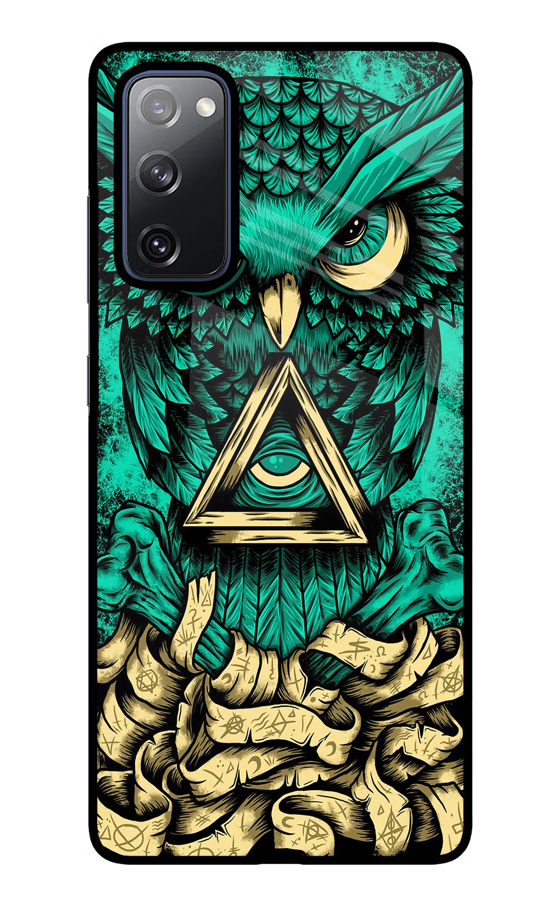 Green Owl Samsung S20 FE Glass Case Back Cover by Casekaro