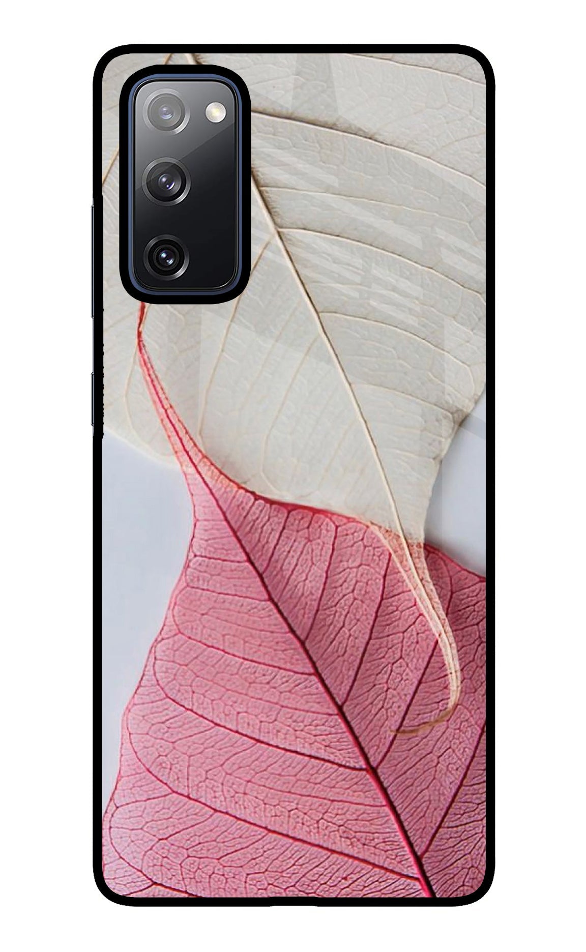 White Pink Leaf Samsung S20 FE Glass Case