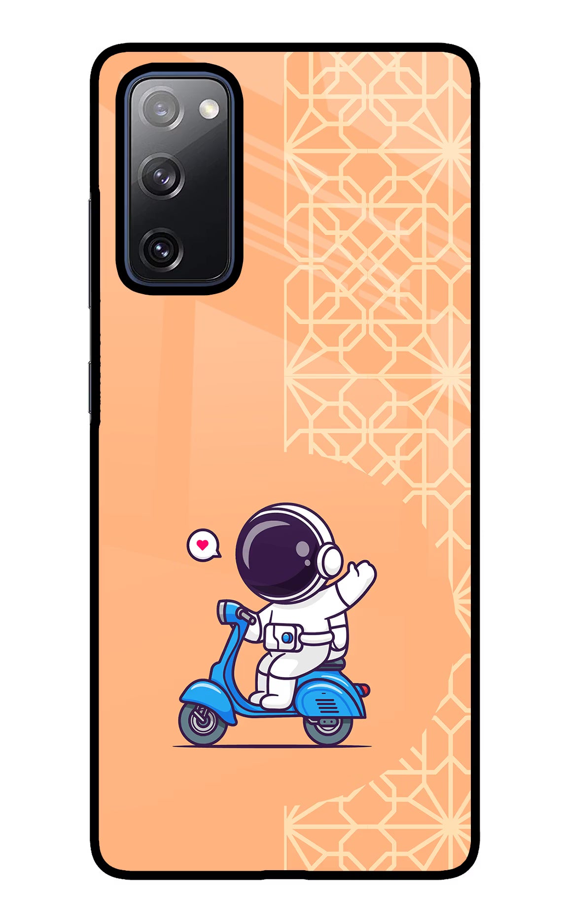Cute Astronaut Riding Samsung S20 FE Glass Case Back Cover by Casekaro