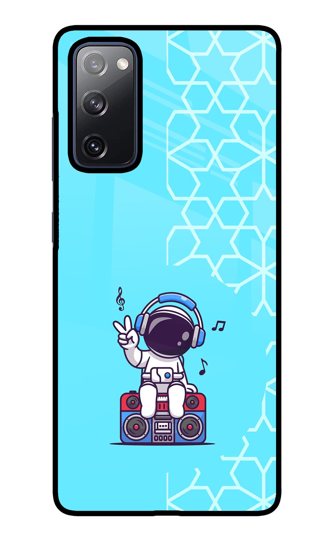 Cute Astronaut Chilling Samsung S20 FE Glass Case Back Cover by Casekaro