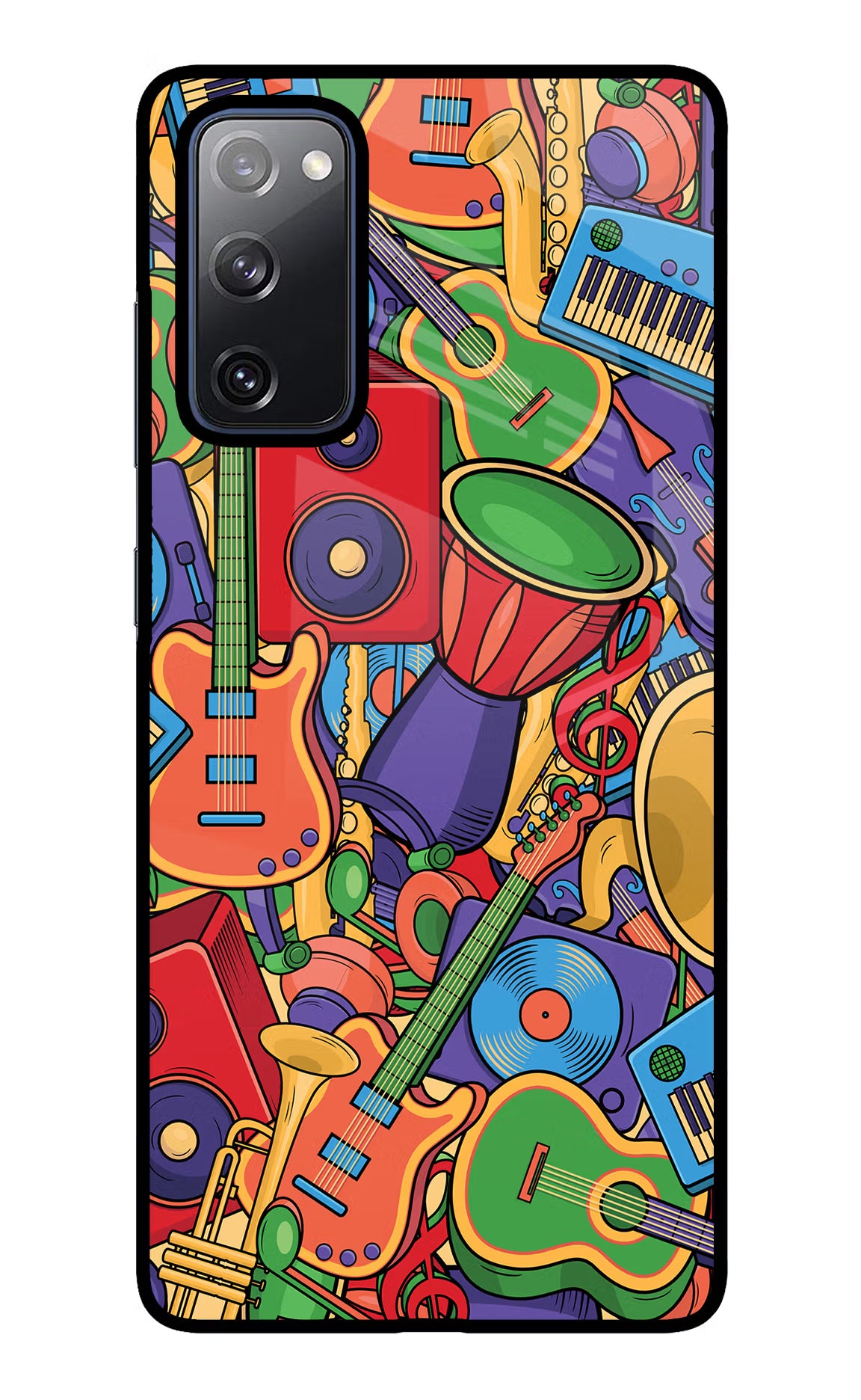 Music Instrument Doodle Samsung S20 FE Glass Case Back Cover by Casekaro