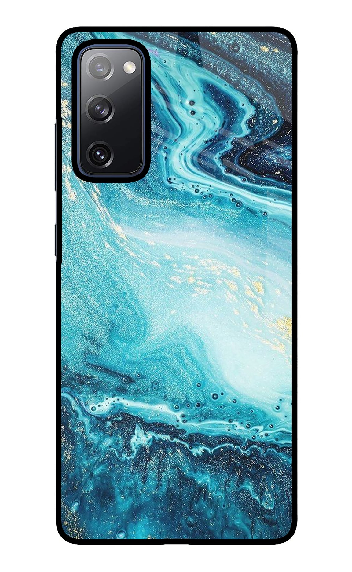 Blue Glitter Marble Samsung S20 FE Glass Case