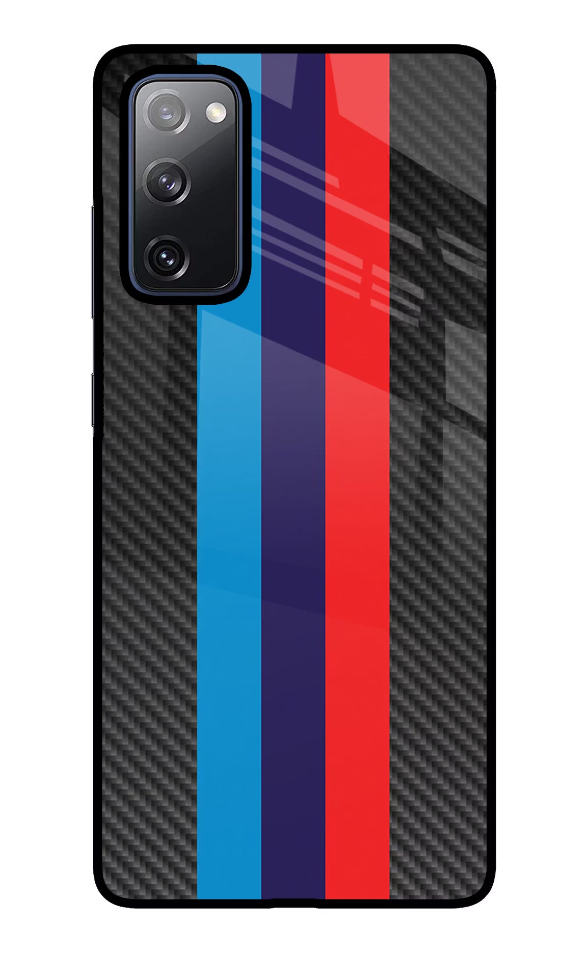 BMW Stripes Pattern Samsung S20 FE Glass Case Back Cover by Casekaro