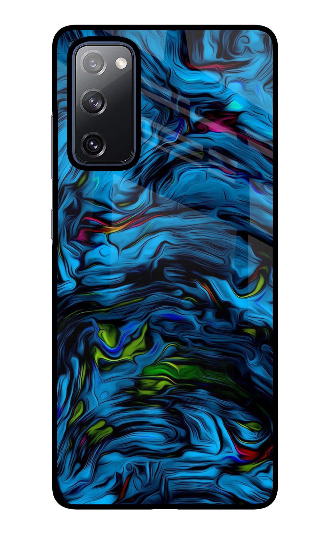 Dark Blue Abstract Samsung S20 FE Glass Case Back Cover by Casekaro