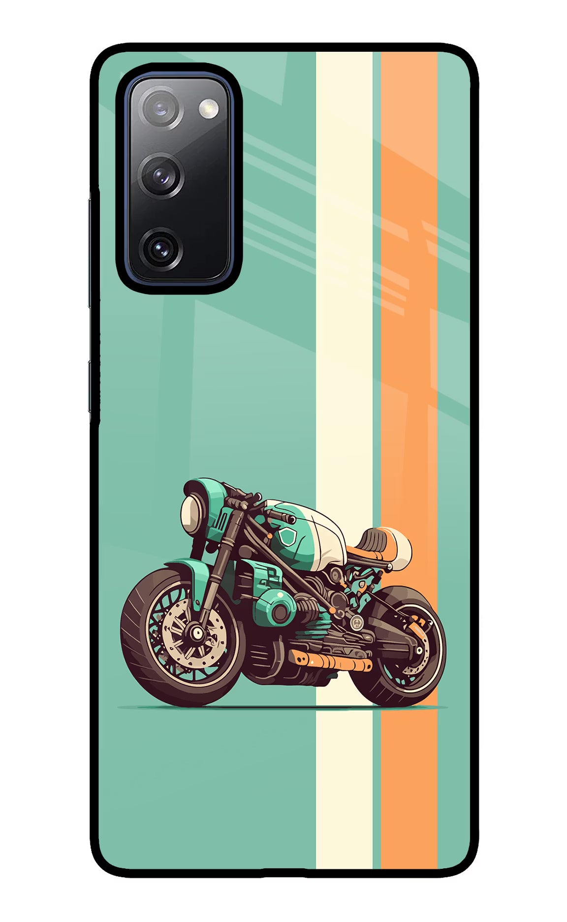 Striped Moto Drift Samsung S20 FE Glass Case Back Cover by Casekaro