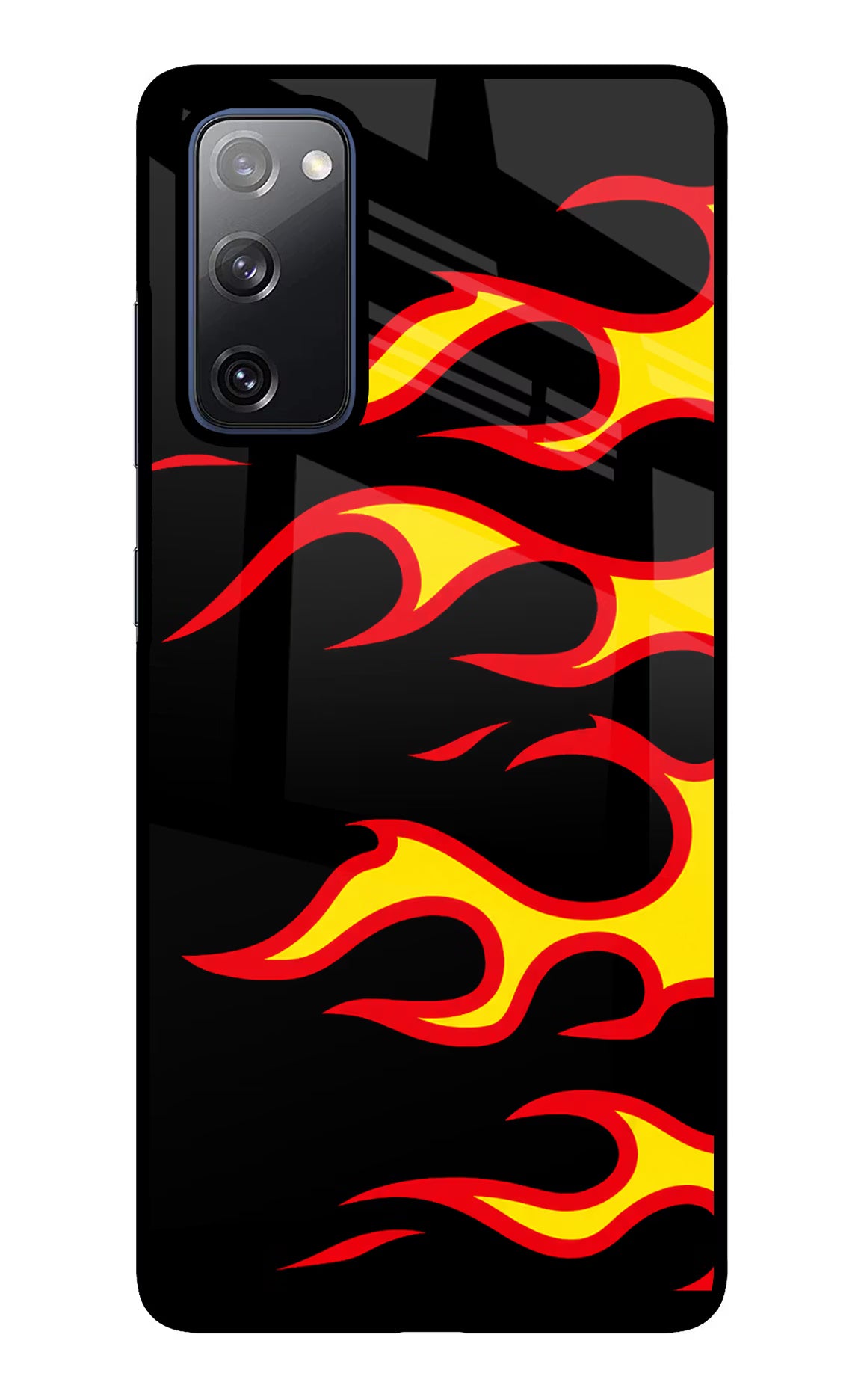 Side Sweep Flames Samsung S20 FE Glass Case Back Cover by Casekaro