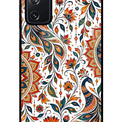 White Mayura Samsung S20 FE Glass Case