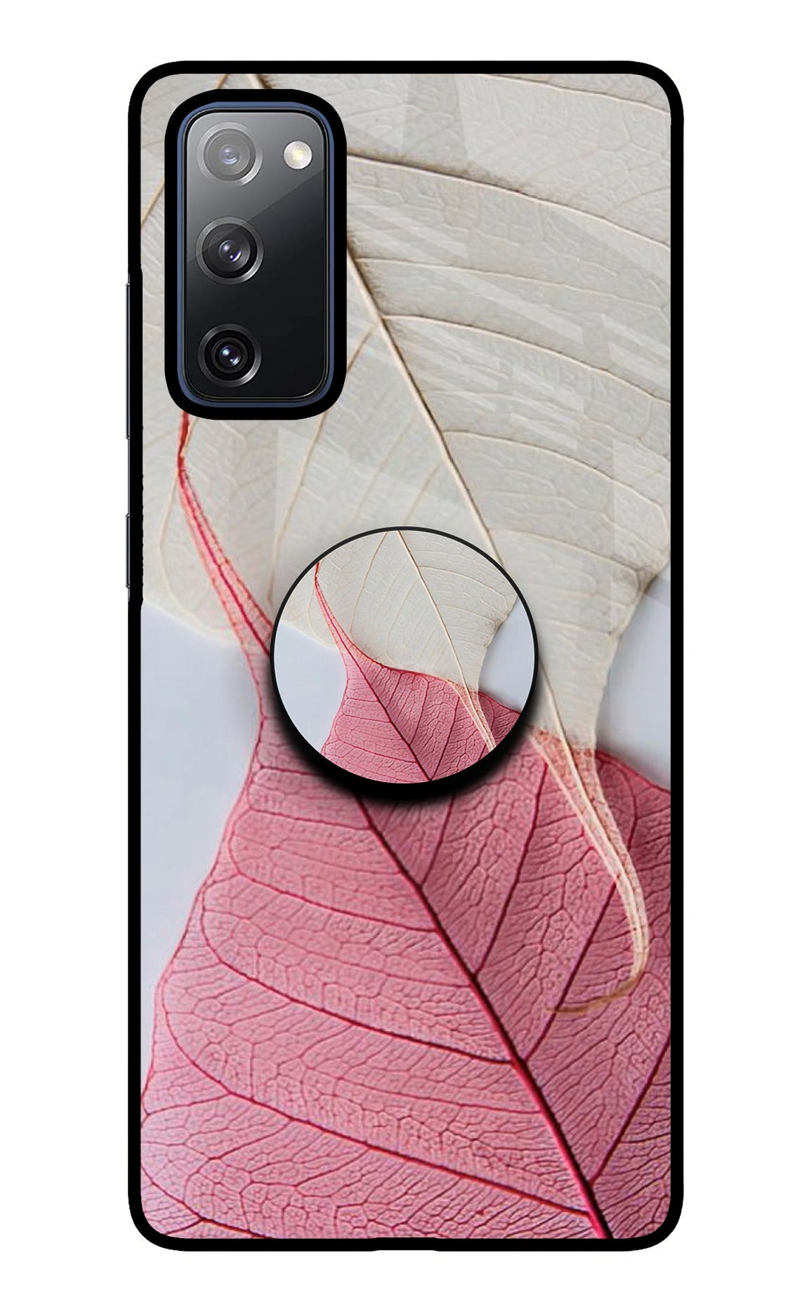 White Pink Leaf Samsung S20 FE Glass Case