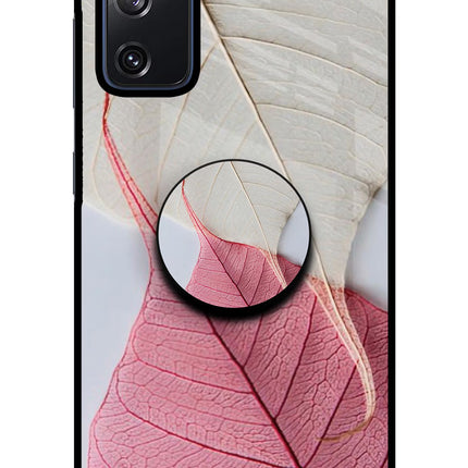 White Pink Leaf Samsung S20 FE Glass Case