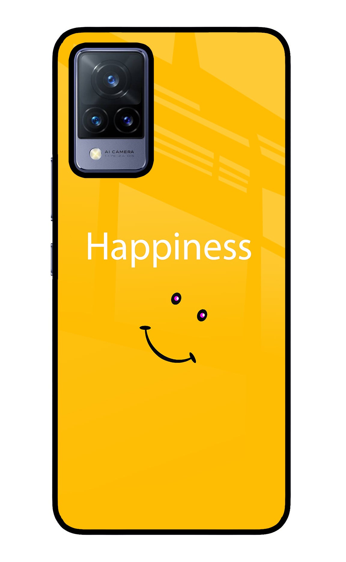 Happiness With Smiley Vivo V21 Glass Case
