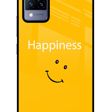 Happiness With Smiley Vivo V21 Glass Case Back Cover by Casekaro