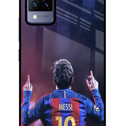 Messi Vivo V21 Glass Case Back Cover by Casekaro