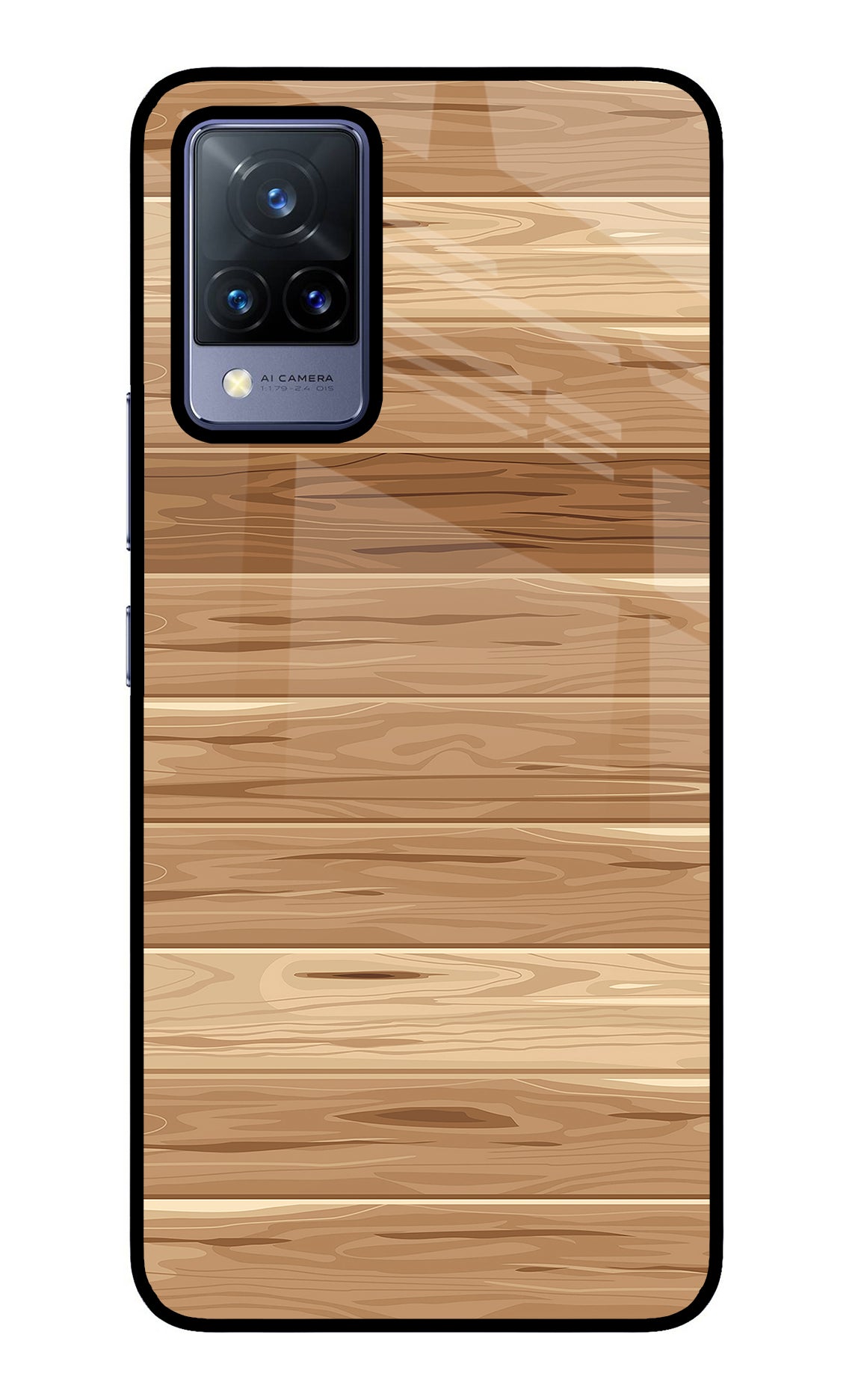 Wooden Vector Vivo V21 Glass Case