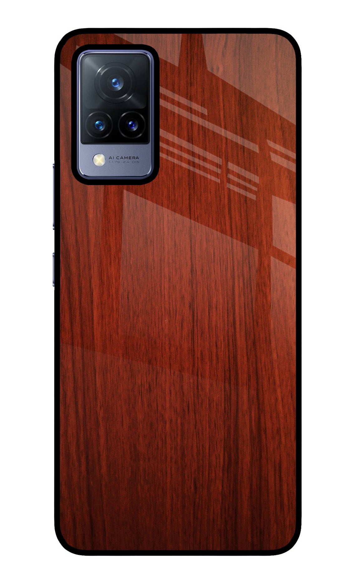 Wooden Plain Pattern Vivo V21 Glass Case