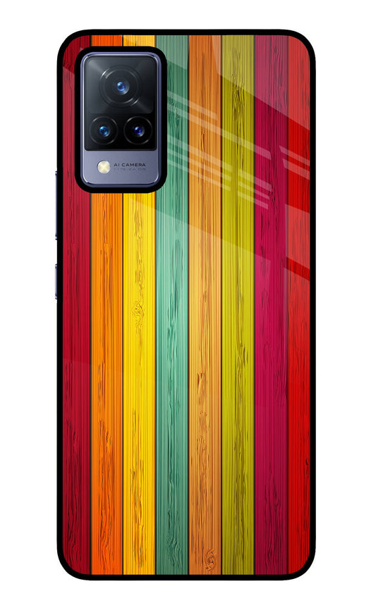 Multicolor Wooden Vivo V21 Glass Case